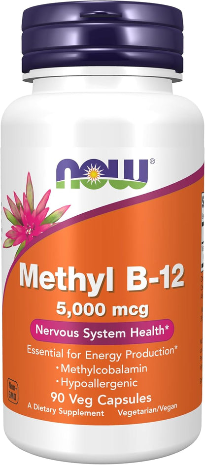 NOW Foods Methyl B-12 5000mcg – Contribuye al metabolismo energético normal. – Image 1