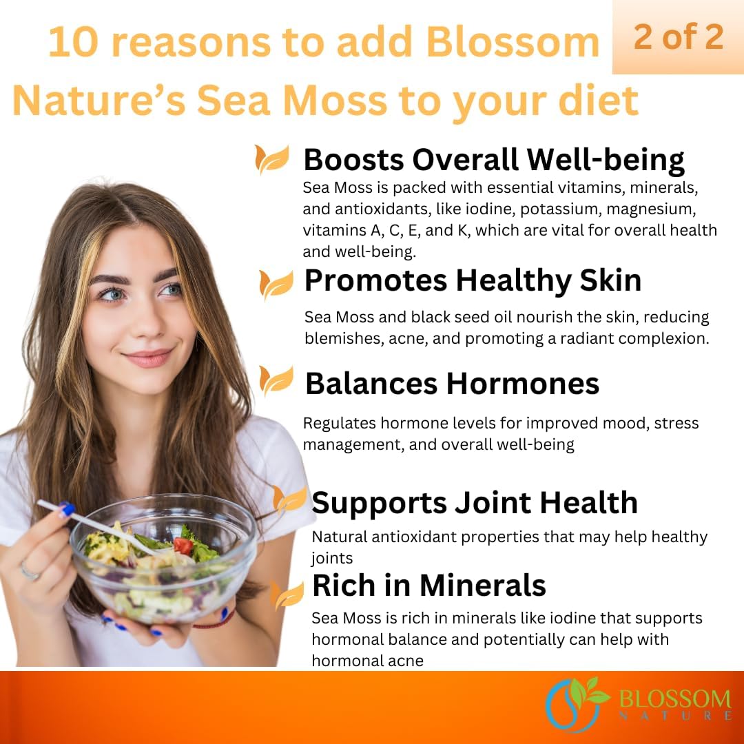 10-en-1 Irish Sea Moss Complejo Multivitamínico 3000mg con Ashwagandha y Cúrcuma - Cápsulas Veganas