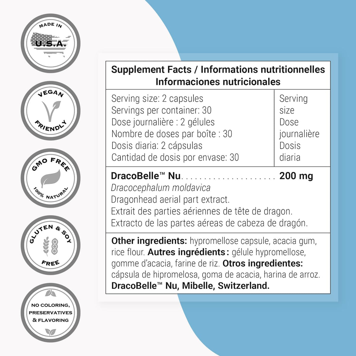 Supersmart - Extracto de Cabeza de Dragón 200mg al Día (Patented) - Suplemento DracoBelle de Cabeza de Dragón | No OGM y Sin – Image 4