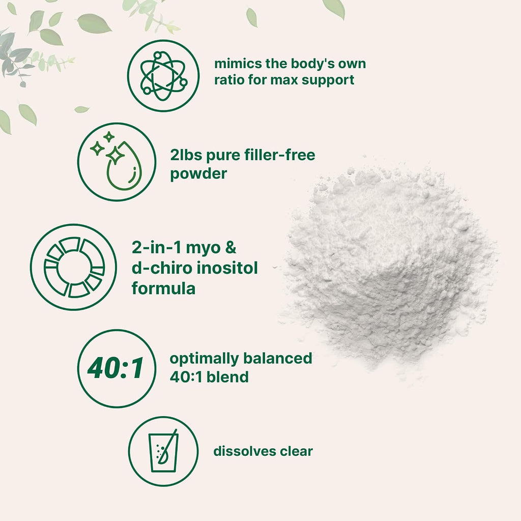 Micro Ingredients Myo-Inositol & D-Chiro Inositol en Polvo, 2 lb (442 porciones) | Ratio 40:1