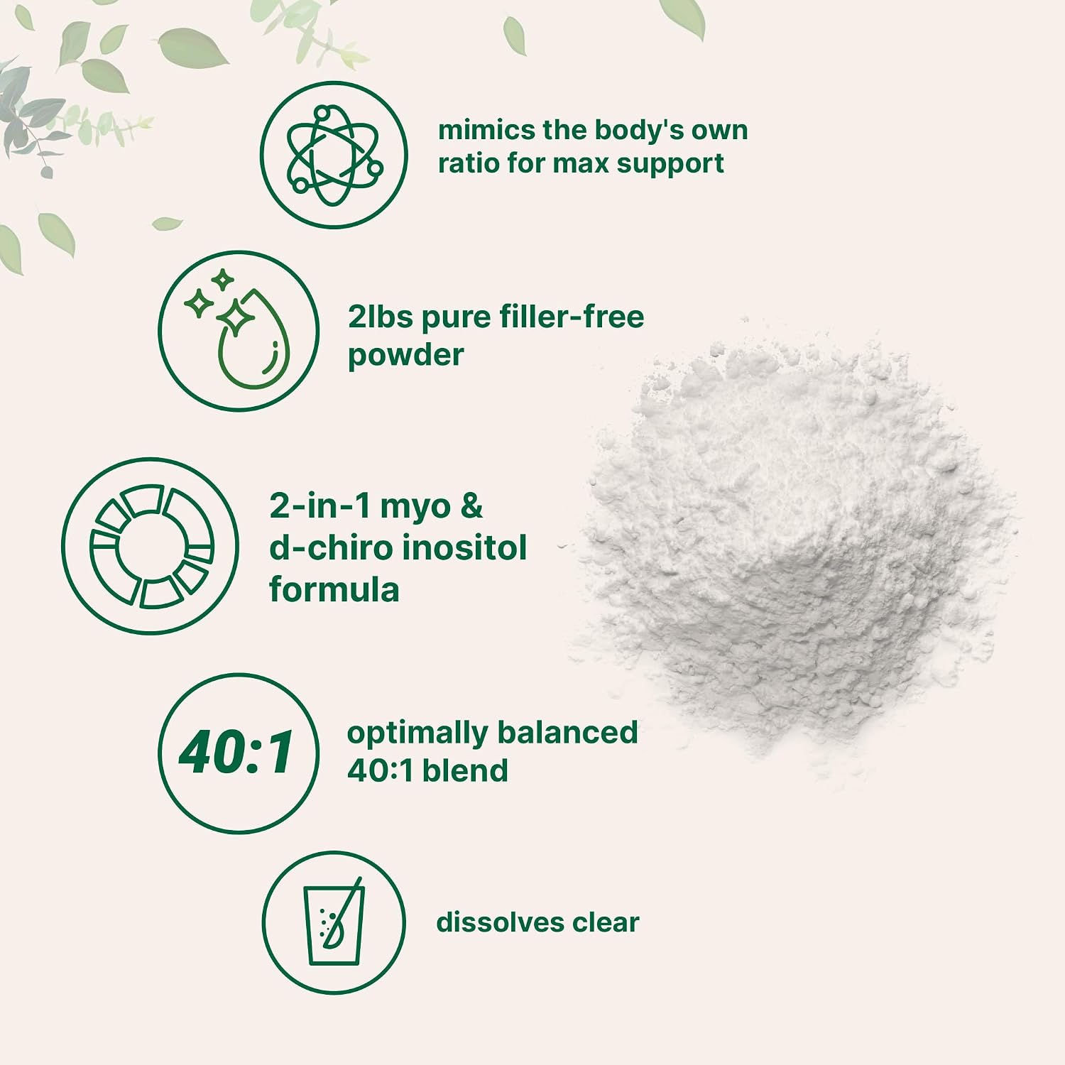 Micro Ingredients Myo-Inositol & D-Chiro Inositol en Polvo, 2 lb (442 porciones) | Ratio 40:1