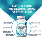 NutraPep Complejo B Metilado - Vitaminas B Completo con B9 5-MTHF B6 B12 - Apoyo Energía, Cerebro y Corazón - Vegano Sin Gluten Sin Azúcar - 180 Cápsulas