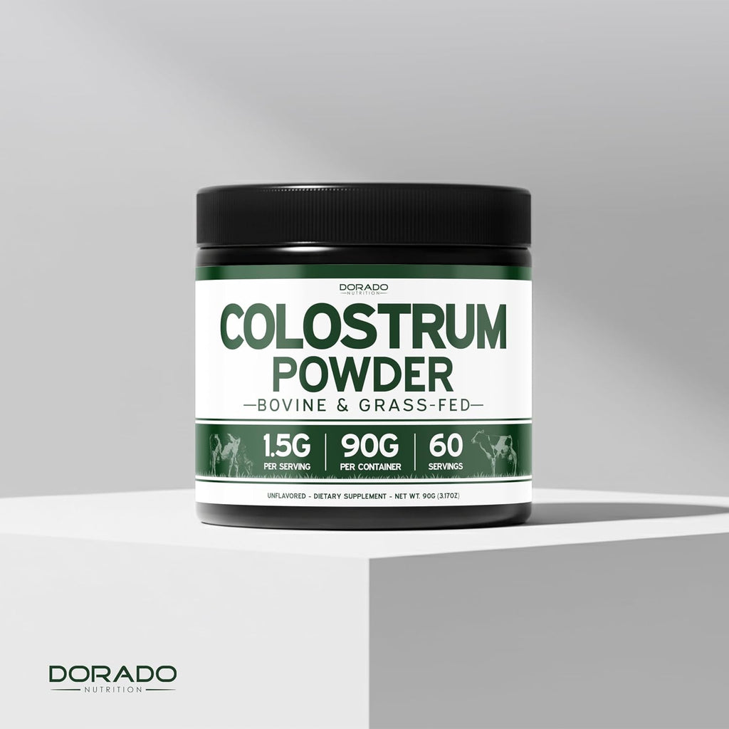 Polvo de Calostro Bovino Puro 90g - Estandarizado al 20% IgG - Sin Sabor, Sin Rellenos, No GMO