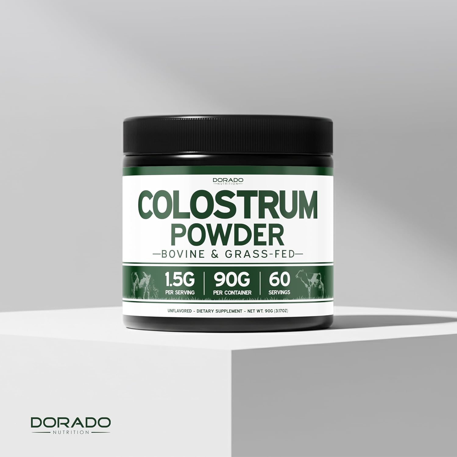 Polvo de Calostro Bovino Puro 90g - Estandarizado al 20% IgG - Sin Sabor, Sin Rellenos, No GMO