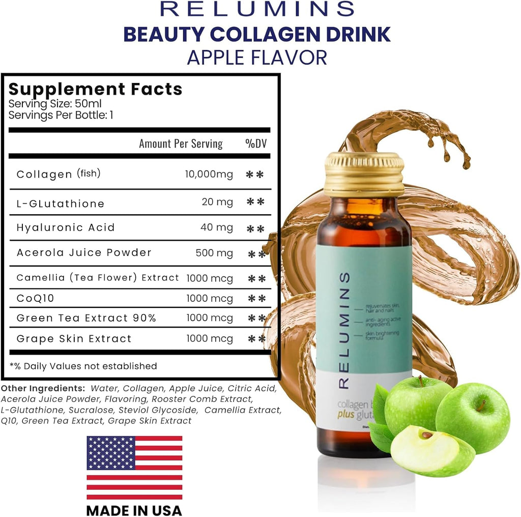 Relumins Advance Rejuvenating Collagen & Glutathione Beauty Drink Pack – Sabores Manzana y Granada