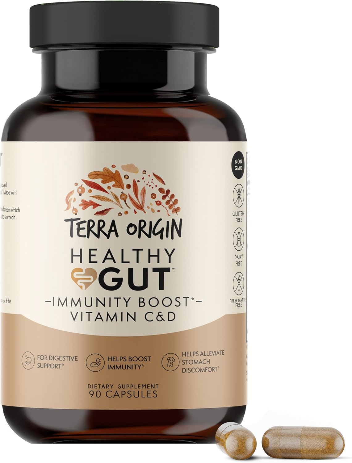 TERRA ORIGIN Healthy Gut Cápsulas para la Salud Intestinal con Refuerzo Inmunitario - 90 Cápsulas