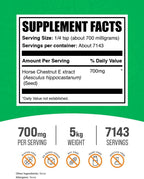 BulkSupplements.com Extracto de Castaño de Indias en Polvo - Suplemento Herbal, Sin Gluten, 700 mg por Ración, 5 kg