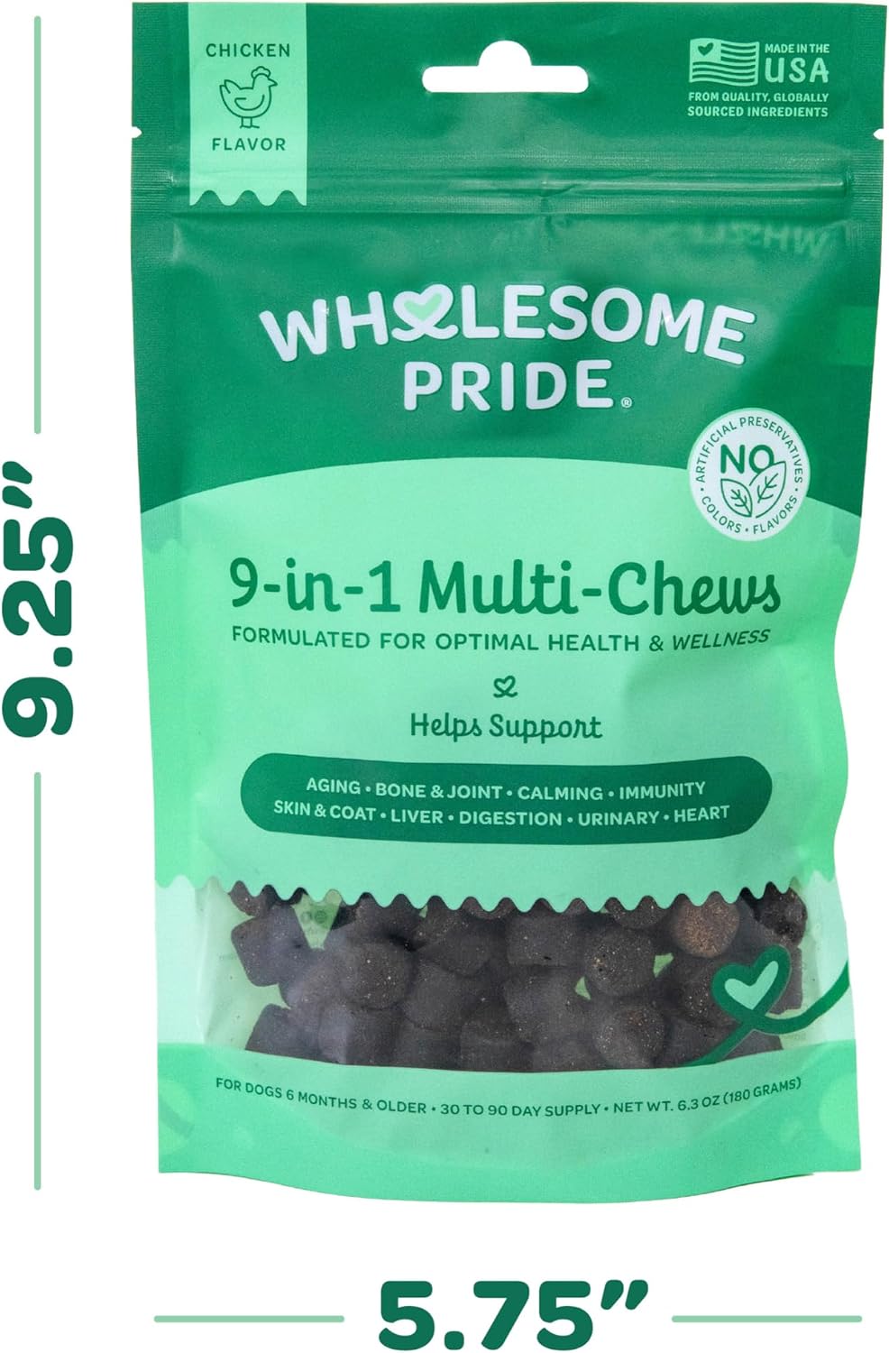 Wholesome Pride 9-en-1 Masticables Blandos Multifuncionales para Perros – 90 uds
