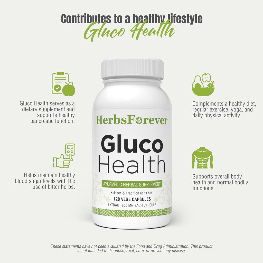 Herbsforever Gluco Health - 120 Cápsulas Vegetales - Control de Azúcar y Antojos