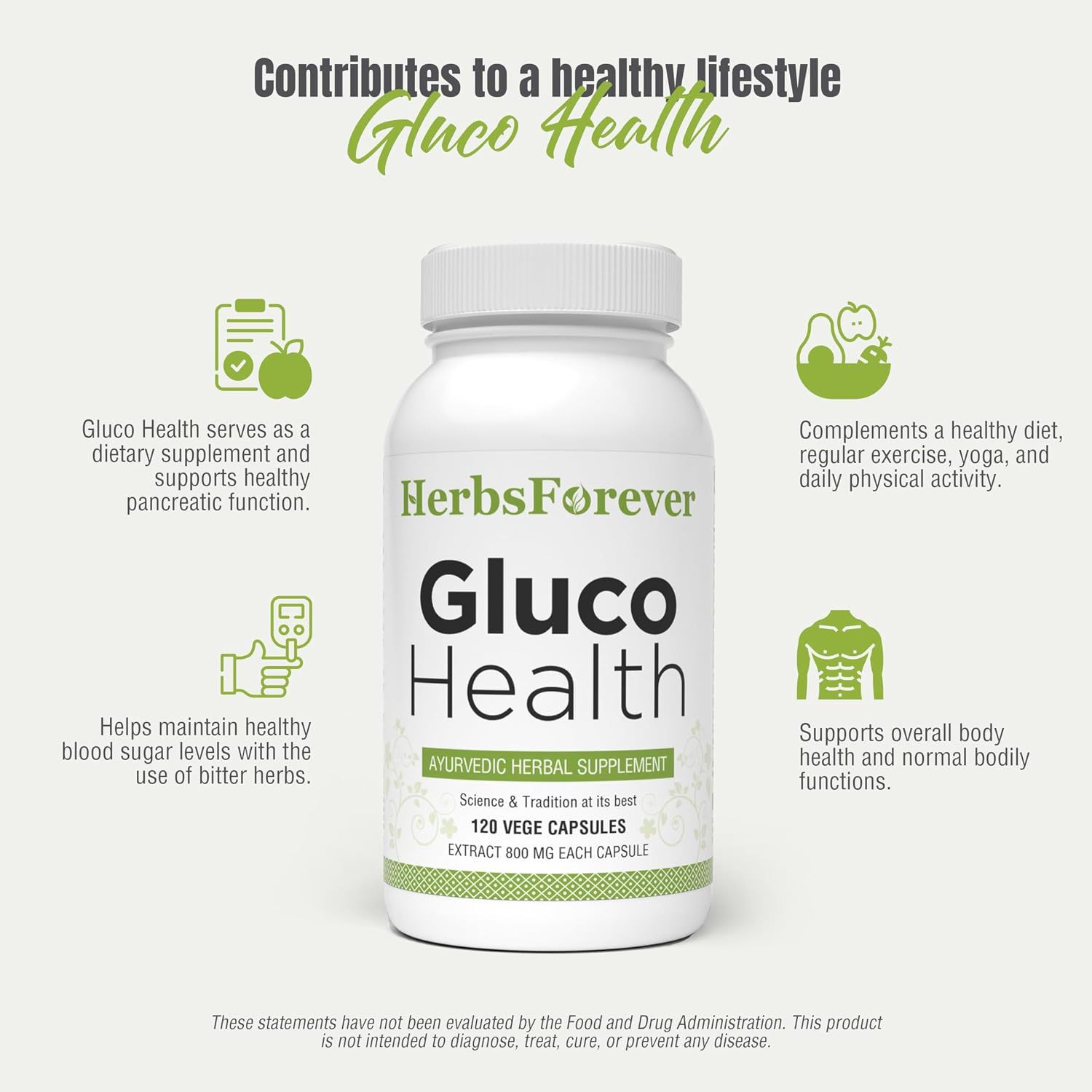 Herbsforever Gluco Health - 120 Cápsulas Vegetales - Control de Azúcar y Antojos