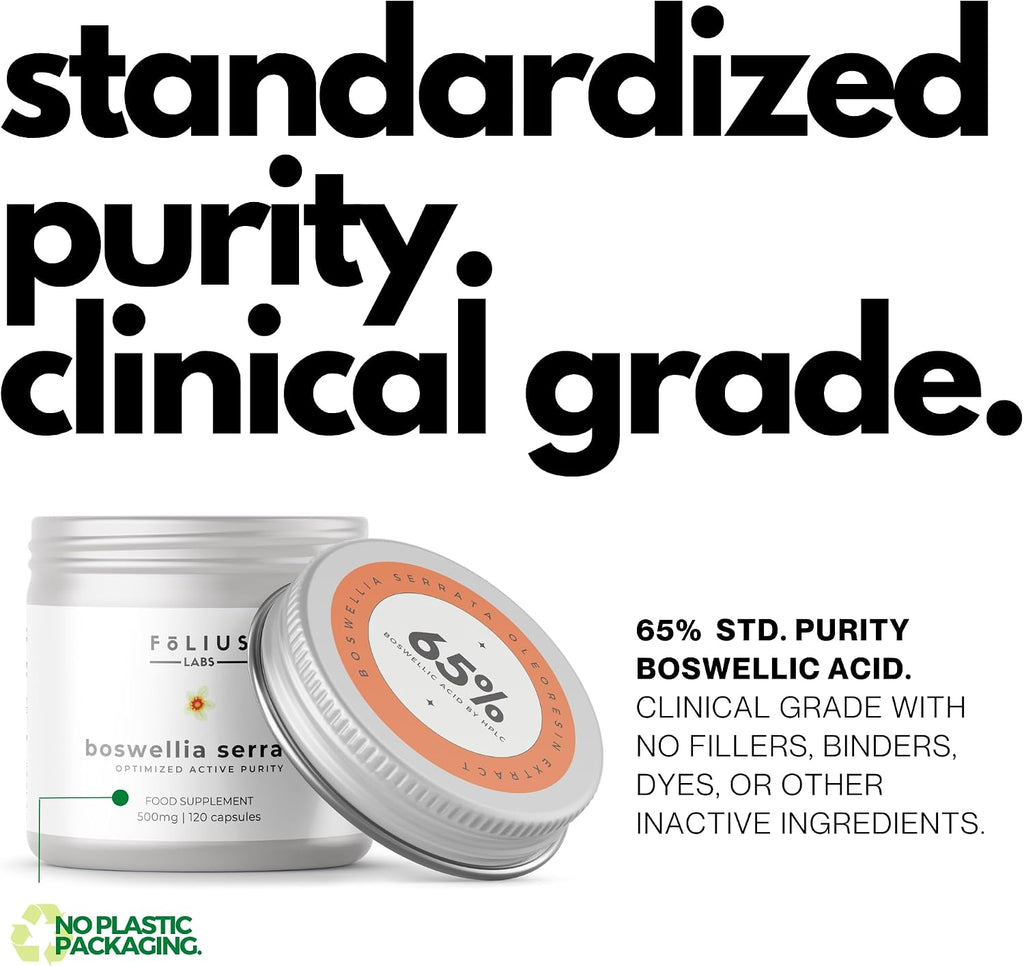 FOLIUS LABS Extracto de Boswellia Serrata 500mg (65% Ácidos Boswélicos) - 120 Cápsulas