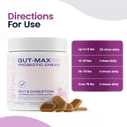 Gut Max Probiotic Chews - Masticables digestivos e inmunitarios para perros con BC30™ - Sabor a pato - 90 unidades