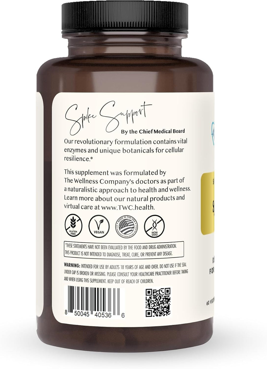 The Wellness Company Spike Support – Detox, Salud Inmunitaria, Flujo Sanguíneo – Nattokinasa, Raíz de Diente de León y Extracto de Black Sativa | 60 Cápsulas (1 Mes)
