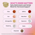 Pink Stork Hormone Balance Multivitamin for Women | Multivitamínico para Mujeres con Vitex, Ashwagandha y Magnesio | 60 Cápsulas Veganas