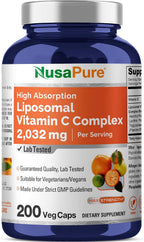 NusaPure Vitamina C Liposomal 2032mg con BioPerine - 200 Cápsulas Vegetales Veganas
