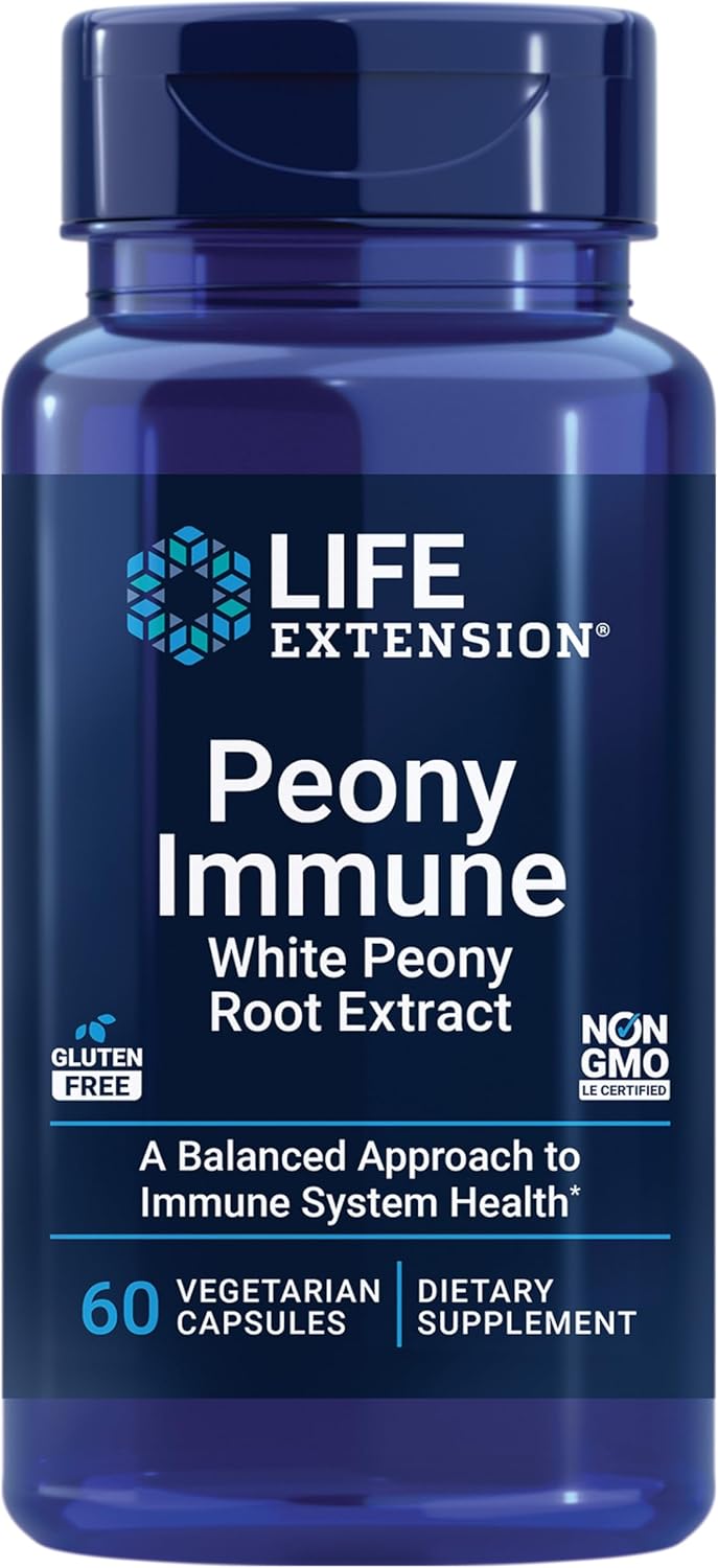 Life Extension Peony Immune – Raíz de Peonía Blanca – Apoyo Inmunológico – 60 Cápsulas Vegetarianas