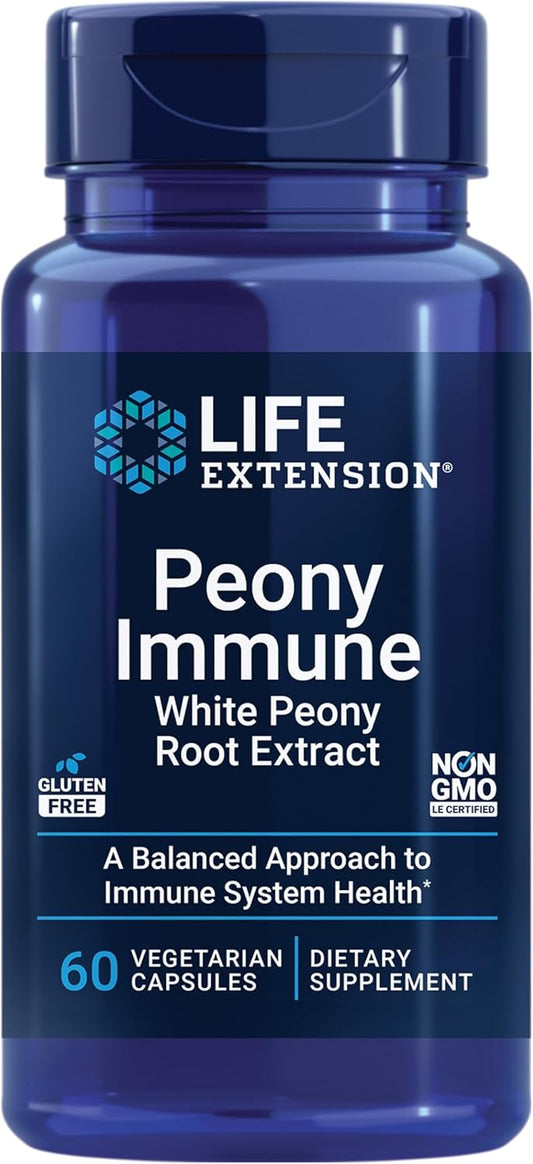 Life Extension Peony Immune – Raíz de Peonía Blanca – Apoyo Inmunológico – 60 Cápsulas Vegetarianas