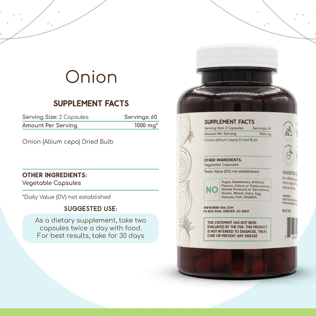 Cebolla (Allium Cepa) 500 mg, 120 Cápsulas - HerbEra