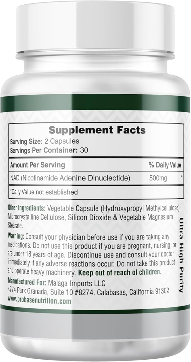 Probase Nutrition NAD Suplemento 500mg Alta Potencia - 30 Días
