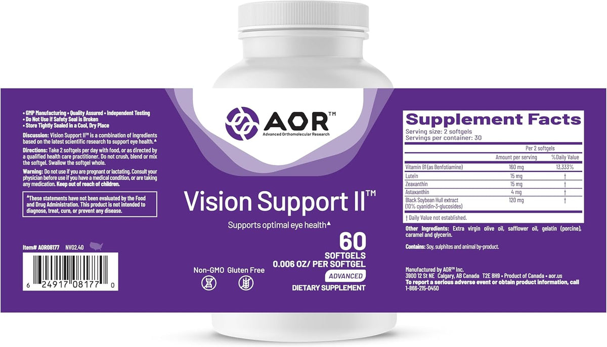 AOR Vision Support II 60 Cápsulas Blandas, Suministro para 30 Días – con Luteína, Zeaxantina, Astaxantina – No OGM, Sin – Image 9