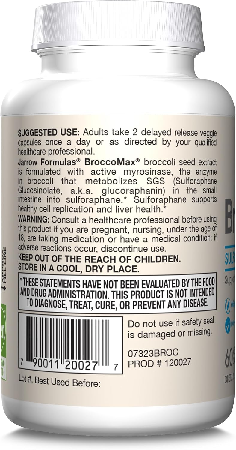 Jarrow Formulas BroccoMax Sulforaphane Generator 35 mg - 60 Cápsulas Vegetales de Liberación Retardada