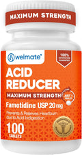 WELMATE - Famotidina 20mg Antiacido de Máxima Potencia, Alivio Rápido de la Acidez, 100 Comprimidos