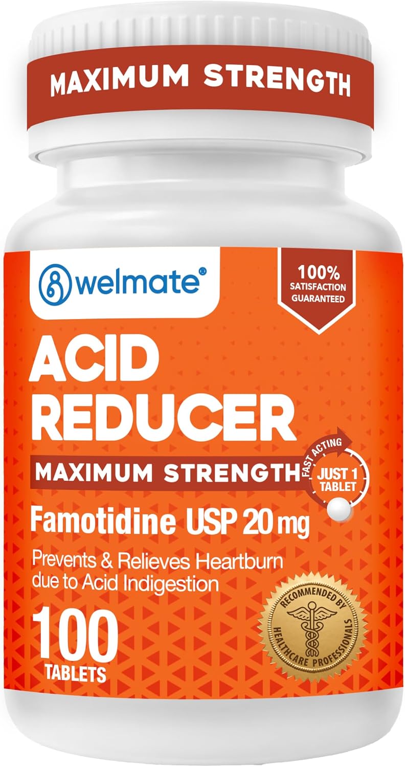 WELMATE - Famotidina 20mg Antiacido de Máxima Potencia, Alivio Rápido de la Acidez, 100 Comprimidos