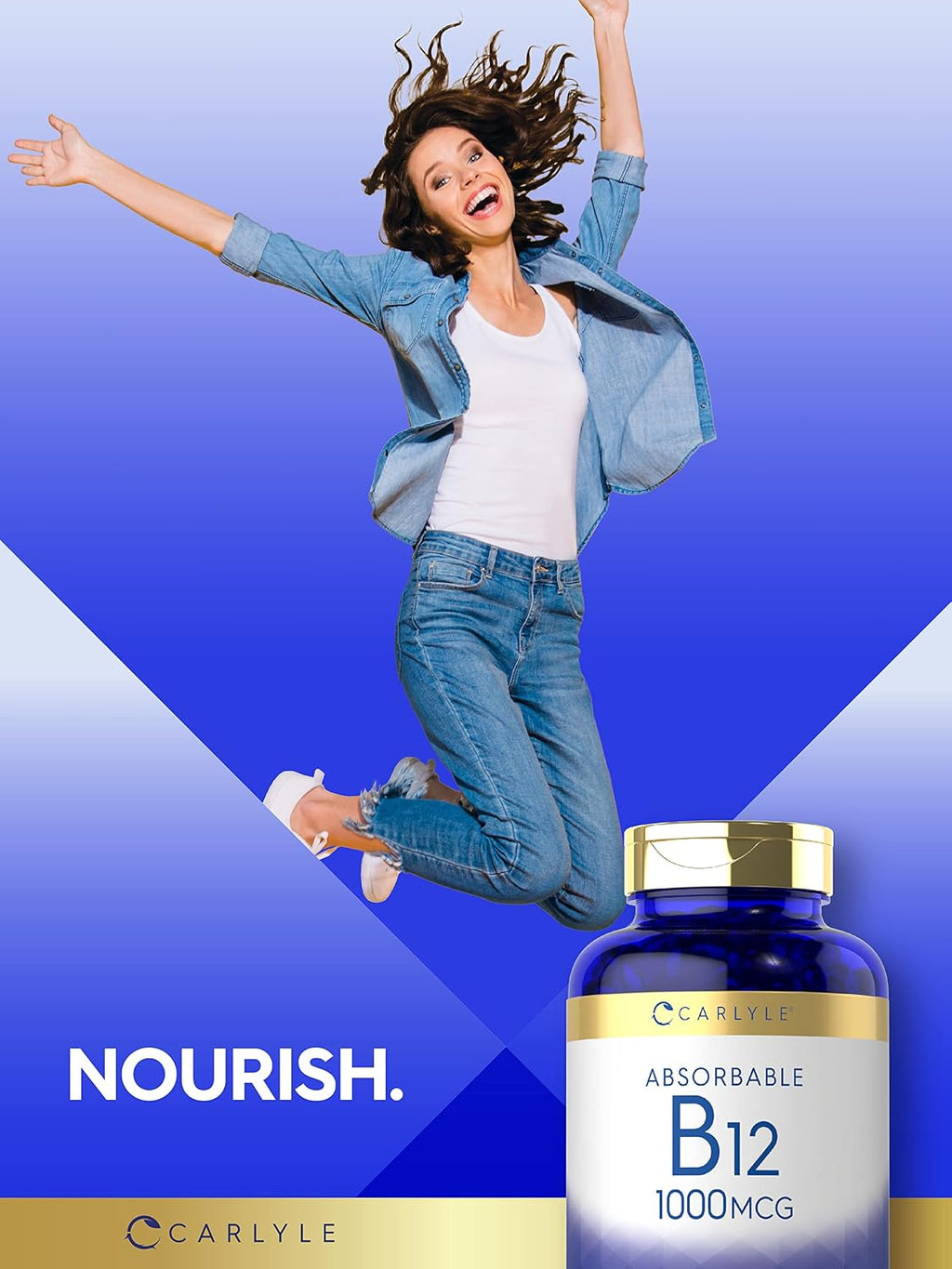 Carlyle Vitamina B12 1000 mcg Absorbible | 400 Cápsulas Blandas | Sin Gluten y No-GMO