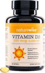 NatureWise Vitamina D3 4000 UI (100 mcg) - 200 Cápsulas con Aceite de Oliva Virgen Extra
