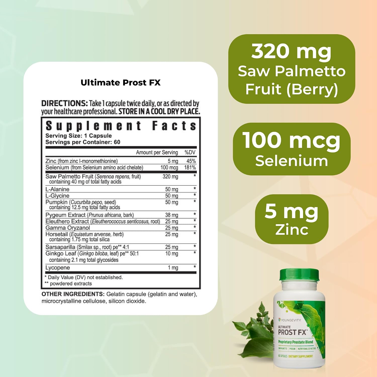 Youngevity Ultimate Prost Fx - Saw Palmetto + Mezcla de 9 Hierbas para la Salud de la Próstata - 60 Cápsulas (Paquete de 2)