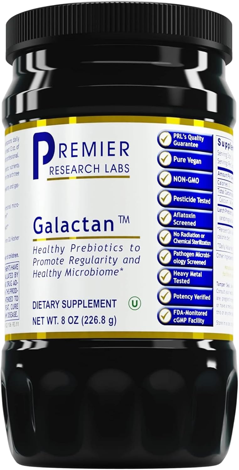 Premier Research Labs Galactan - Prebiótico de Arabinogalactano y Calcio, 227 g