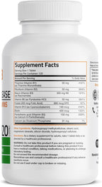 Bronson Super B Complejo B con Liberación Sostenida (Vitaminas B1, B2, B3, B6, B9, B12, Biotina) 120 Comprimidos
