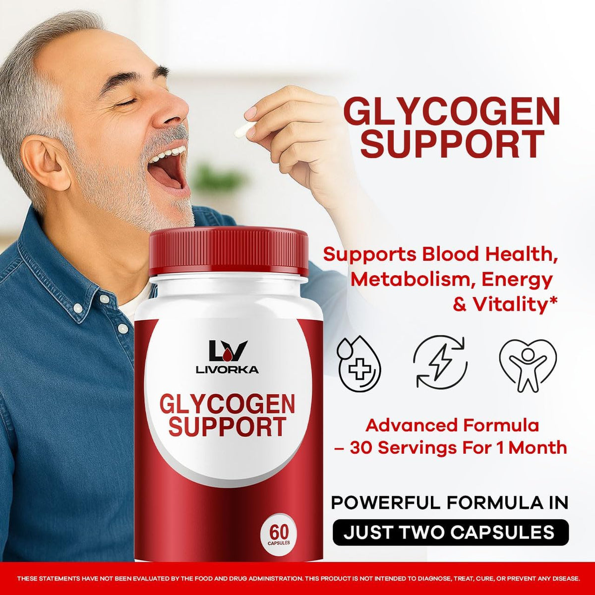 2 Pack - Glycogen Support, Fórmula Avanzada para el Control del Glucógeno, 30 Cápsulas por Envase (60 días) - görsel 2
