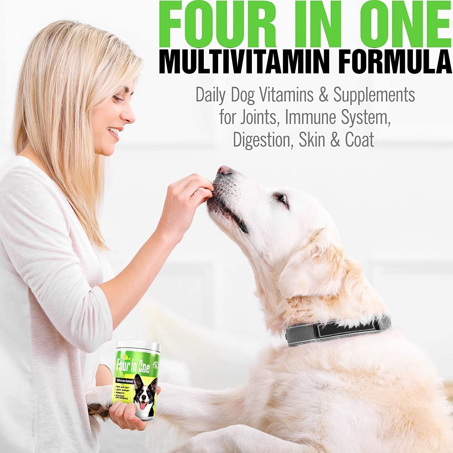 IE 4 in 1 Multivitamínicos para Perros | Apoyo Articular, Salud Inmunológica, Piel y Corazón | 90 Masticables Suaves