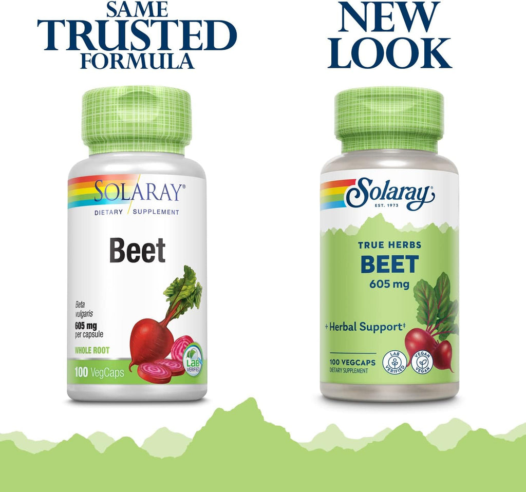 SOLARAY Beet Root 605mg | 100 Cápsulas Vegetales | Vegano