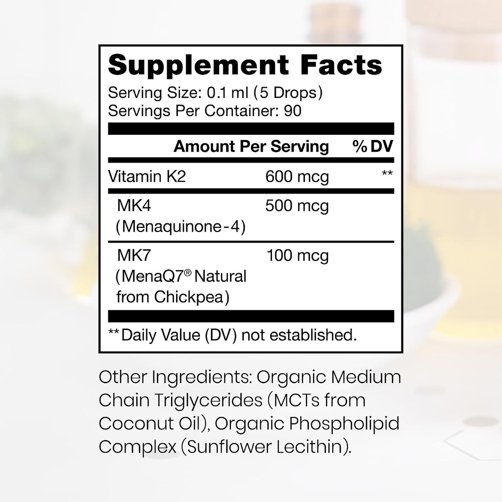 Pure Therapro Rx Ultimate K2 - Gotas Liposomales de Vitamina K2 (600 mcg, 10 ml)