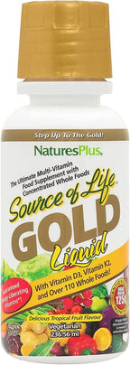 NaturesPlus Source of Life GOLD Multivitamínico Líquido - 8 fl oz (Pack de 2) - Con Vitaminas D3, B12 y K2 - Vegetal y Sin Gluten