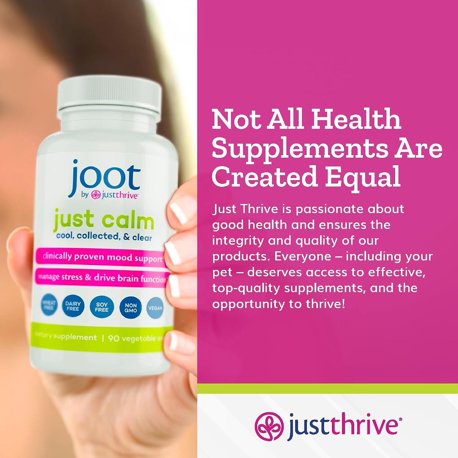 Just Thrive - Just Calm - Control de Cortisol - Calma, Memoria y Ánimo - 90 Cápsulas