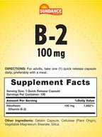 Sundance Vitamina B-2 (Riboflavina) 100 mg - 100 Cápsulas