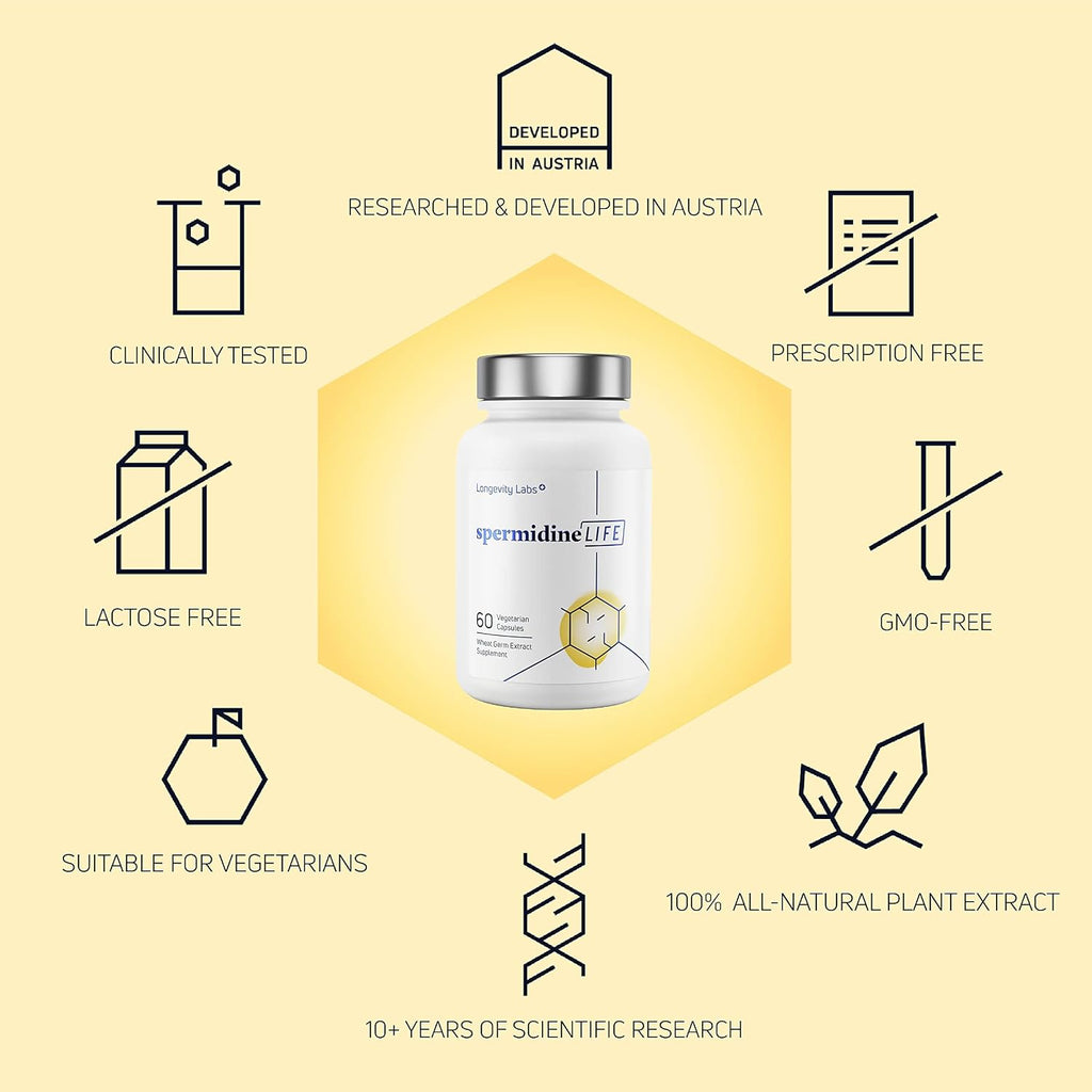 spermidineLIFE Natural Suplemento de Espermidina y Zinc - 60 Cápsulas Veganas