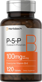 Horbäach P5P Activated Vitamin B6 100mg | 120 Tablets | Vegetarian Supplement, Non-GMO, Gluten Free | Pyridoxal 5 Phosphate | Coenzyme B6