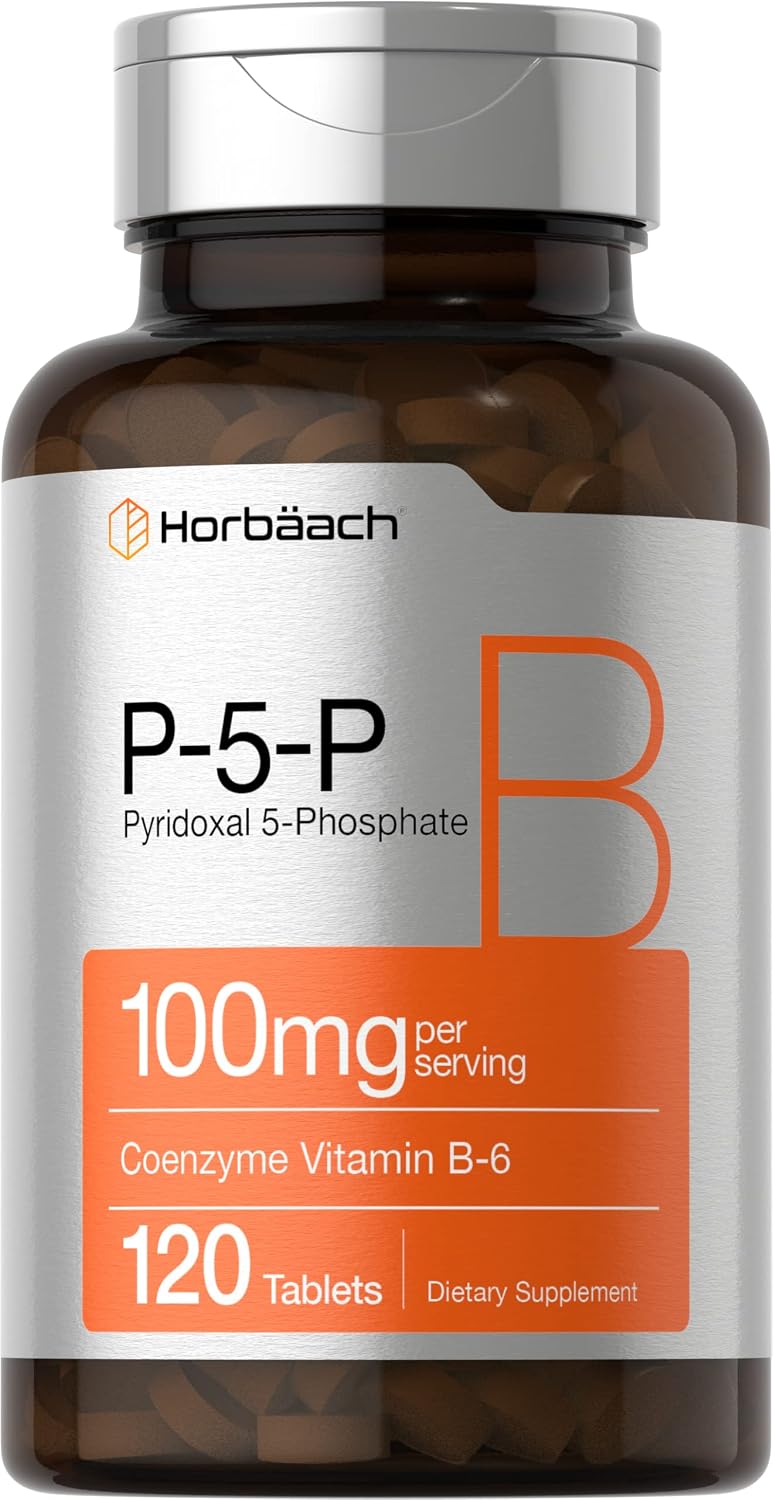 Horbäach P5P Activated Vitamin B6 100mg | 120 Tablets | Vegetarian Supplement, Non-GMO, Gluten Free | Pyridoxal 5 Phosphate | Coenzyme B6
