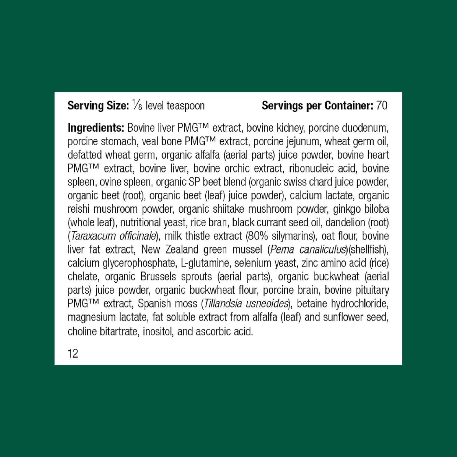 Standard Process Canine Hepatic Support - Suplemento hepático para perros en polvo 30 g