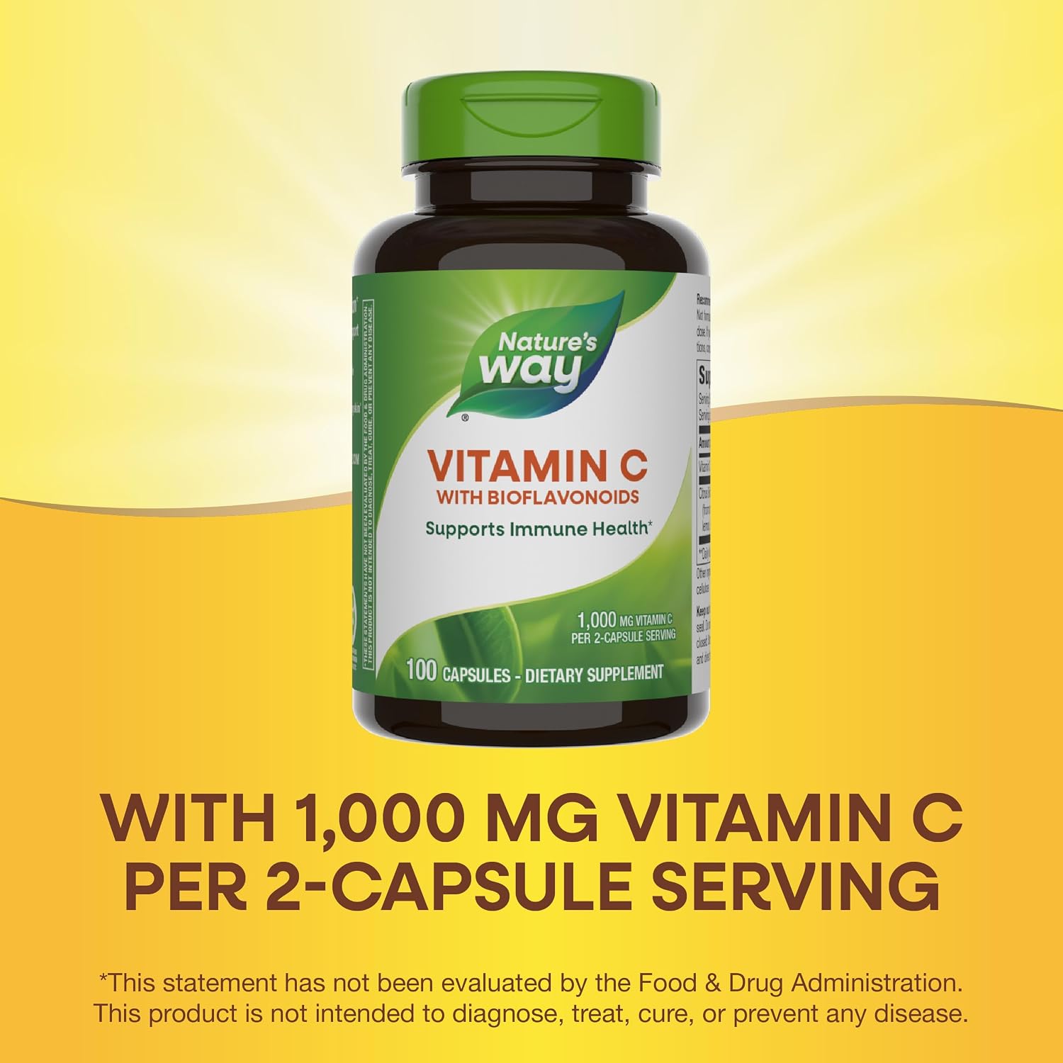 Nature's Way Vitamina C 500 mg con Bioflavonoides - 100 Cápsulas (Paquete de 2)