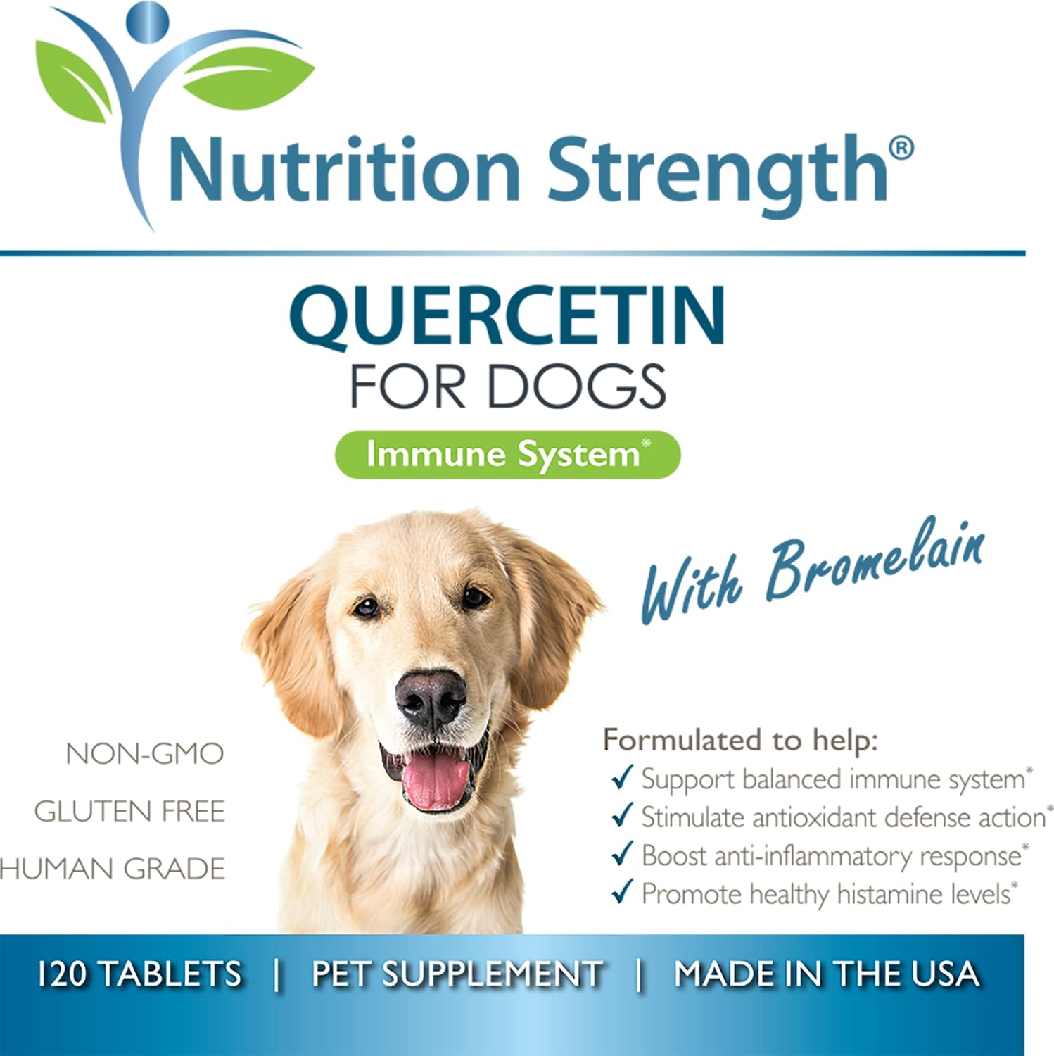 Quercetina para Perros con Bromelina – Apoyo al Sistema Inmunitario y Alivio Inflamatorio – 120 Comprimidos Masticables