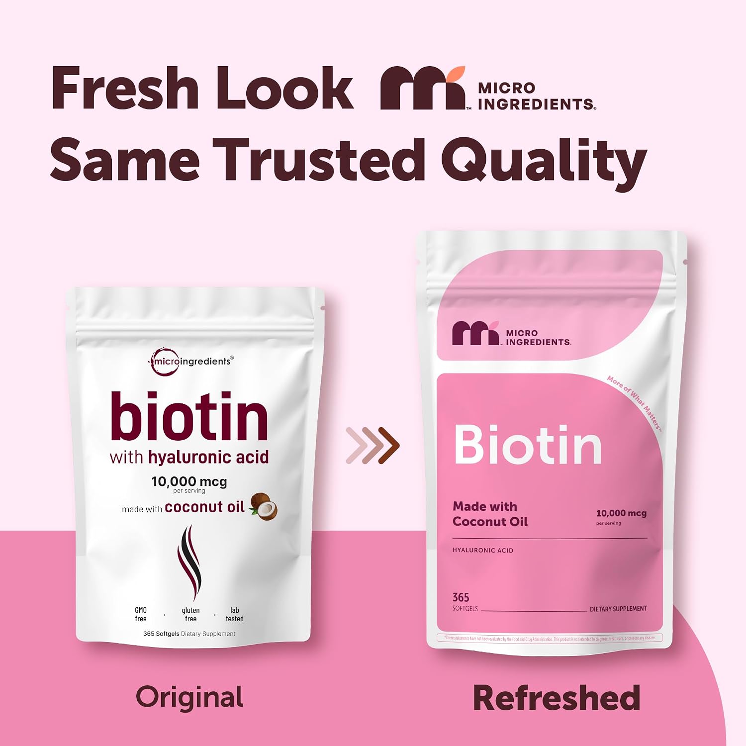 Biotina 10.000 mcg con Ácido Hialurónico + Aceite de Coco | 365 Cápsulas
