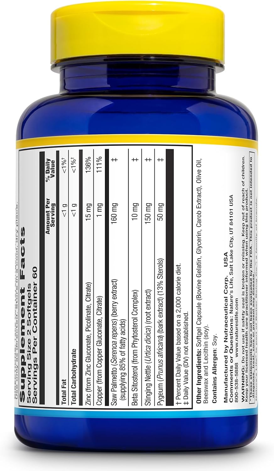 Nature's Life Soporte para Próstata en Cápsulas Blandas - 120 Cápsulas Blandas - Suplemento para la Salud Prostática