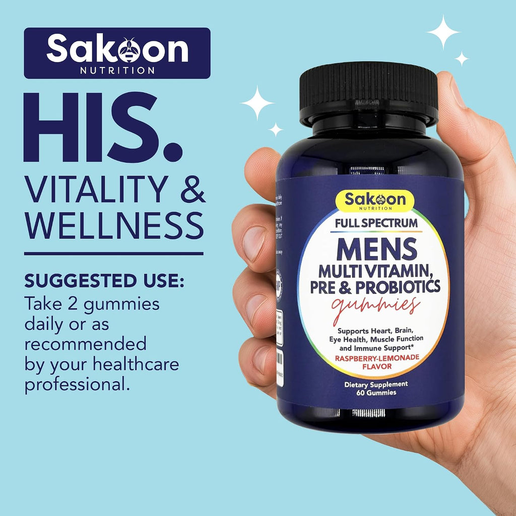 Sakoon nutrition Gominolas Multivitamínicas para Hombre con Probióticos y Prebióticos, 60 unidades