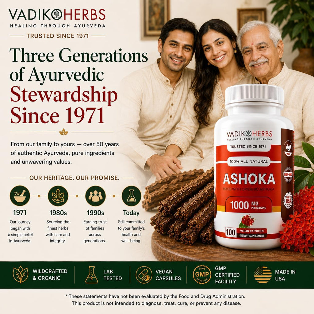 Vadik Herbs Cápsulas de corteza de Ashoka orgánica - 1000mg