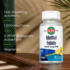 KAL Metilfolato 1000 mcg - Metilfolato Activo 5-MTHF, 60 Microtabletas ActivMelt